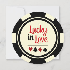 Convites Lucky In Love Poker Chip Black Off-White Weding