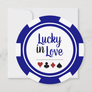 Convites Lucky In Love Poker Chip Blue Casamento Las Vegas