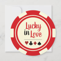 Lucky In Love Poker Chip Red Off-White Casamento