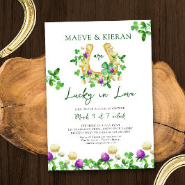 Convites Lucky in Love Shamrocks and Clover Casal Chá