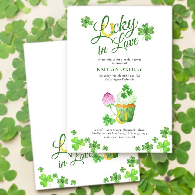 Convites Lucky in Love St Patricks Chá de panela (Lucky in Love St Patricks Bridal Shower Invitation by Darling & May)