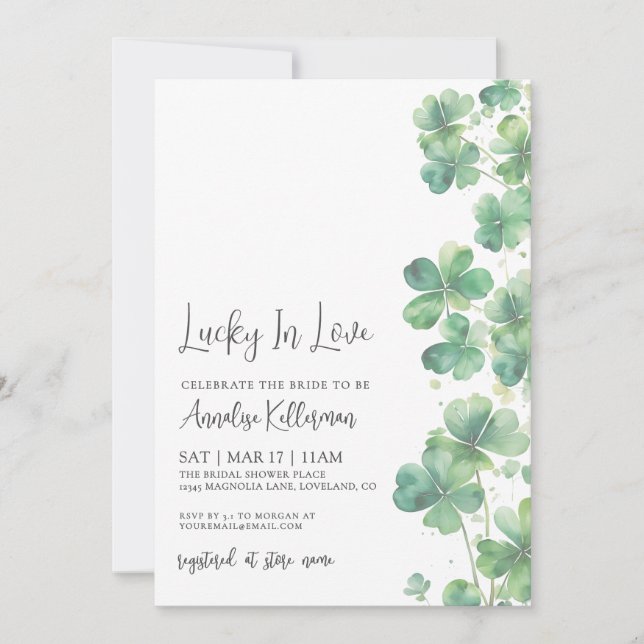 Convites Lucky In Love St. Patrick's Day Bridal Shower (Frente)