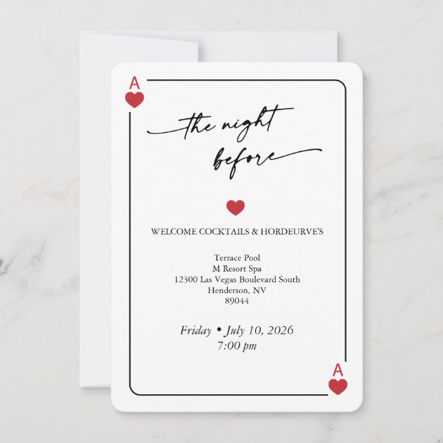 Convites Lucky in Love Wedding Night Before Card (Frente)