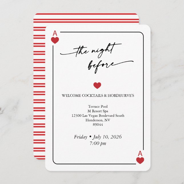 Convites Lucky in Love Wedding Night Before Card (Frente/Verso)