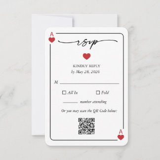 Convites Lucky in Love Wedding RSVP Card with QR Option
