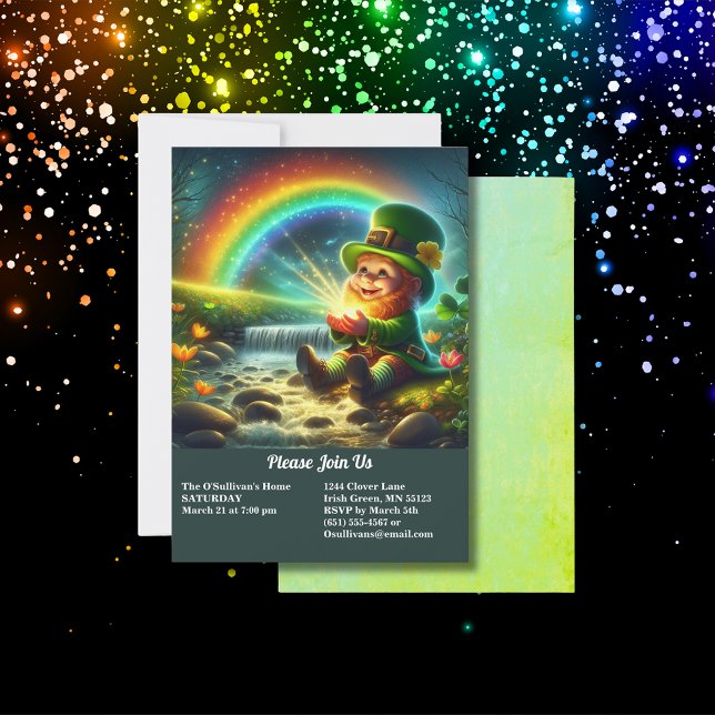 Convites Lucky Leprechaun Dourado e Dia de São Patrício Arc (Lucky Leprechaun Gold & Rainbow St Patrick's Day Invitation)