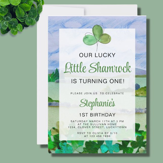 Convites Lucky Little Shamrock Primeiro Aniversário (Criador carregado)