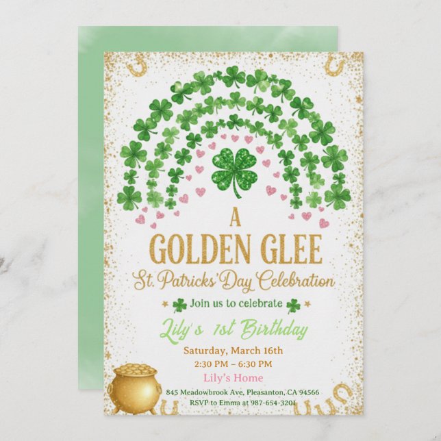 Convites Lucky One 1st Birthday Invitation (Frente/Verso)