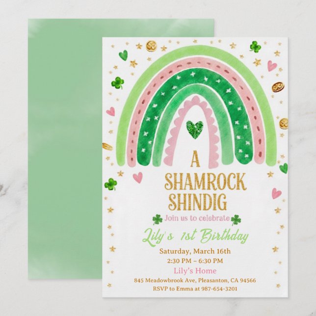 Convites Lucky One 1st Birthday Invitation (Frente/Verso)