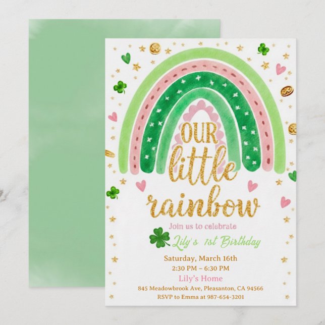 Convites Lucky One 1st Birthday Invitation (Frente/Verso)