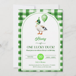 Convites Lucky One 1st Birthday Invitation Duck & Shamrock