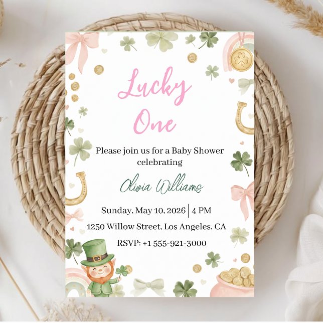 Convites Lucky One Baby Shower Invitation Shamrock Theme (Criador carregado)