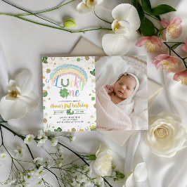 Convites Lucky One Birthday Photo Invitation