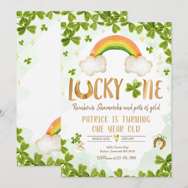 Convites Lucky One Birthday Rua Partido primeiro aniversari (Frente/Verso)