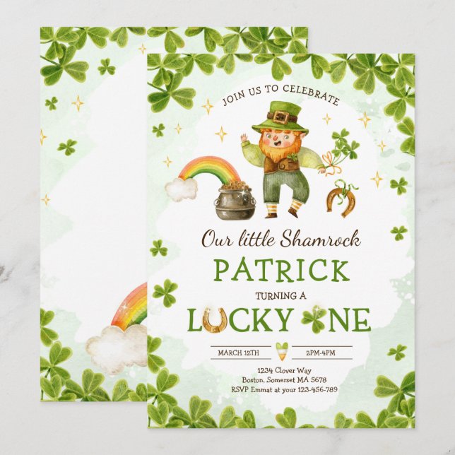 Convites Lucky One Birthday Rua Partido primeiro aniversari (Frente/Verso)