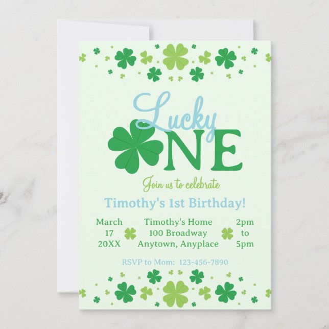 Convites Lucky One First 1st Birthday Party (Frente)