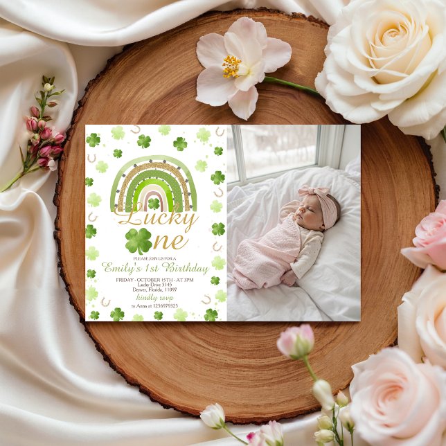 Convites Lucky One First Birthday Photo Invitation (Criador carregado)