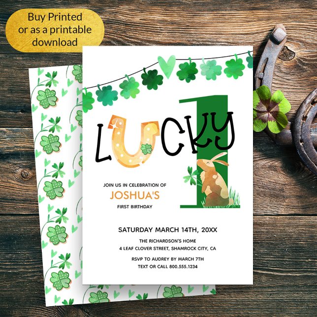 Convites Lucky One First Birthday Shamrock (Lucky One Irish Themed First Birthday Invitation)