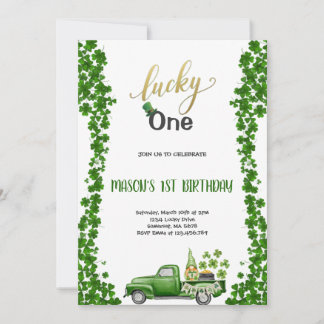 Convites LUCKY ONE GREEN BIRTHDAY PARTY Invitation
