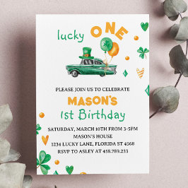Convites Lucky One Green Four Folha Clover Aniversário