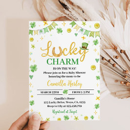 Convites Lucky One Green Quatro Folha de Chá de fraldas