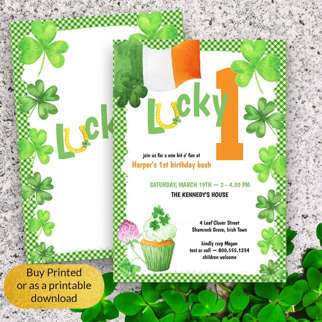 Convites Lucky One Irish Themed First Festa de aniversário (Lucky One First Birthday Invitation)