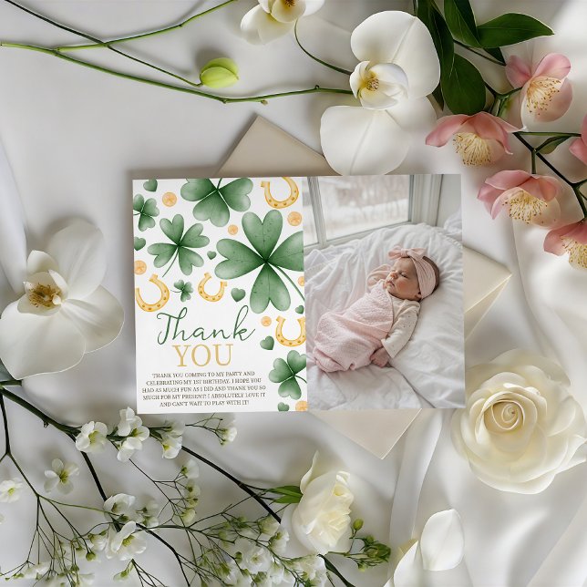 Convites Lucky One Photo Thank You Card (Criador carregado)