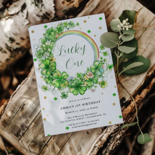 Convites Lucky One   Rua. primeiro aniversario do dia de Pa