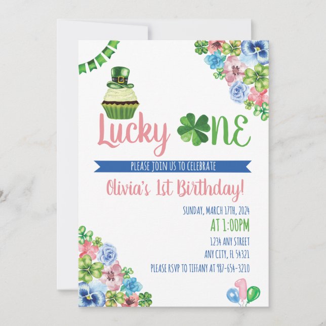 Convites Lucky One Saint Patrick's Day primeiro aniversario (Frente)