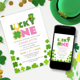 Convites Lucky One Shamrocks primeiro aniversario Rua. Dia 