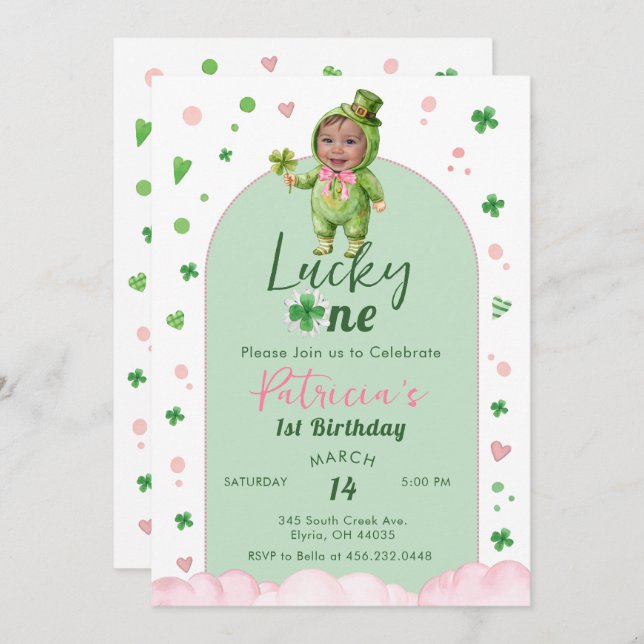 Convites Lucky One St Patrick Birthday Photo (Frente/Verso)
