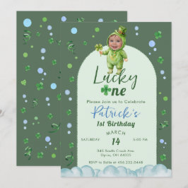 Convites Lucky One St Patrick Boy with Photo Birthday