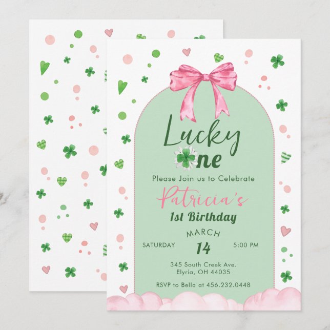 Convites Lucky One St Patrick Girl Birthday (Frente/Verso)