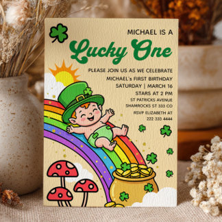 Convites Lucky One St.Patrick's Day 1st Birthday Party 