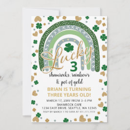 Convites Lucky Shamrock Rainbow Rua Patrick Boy Birthday