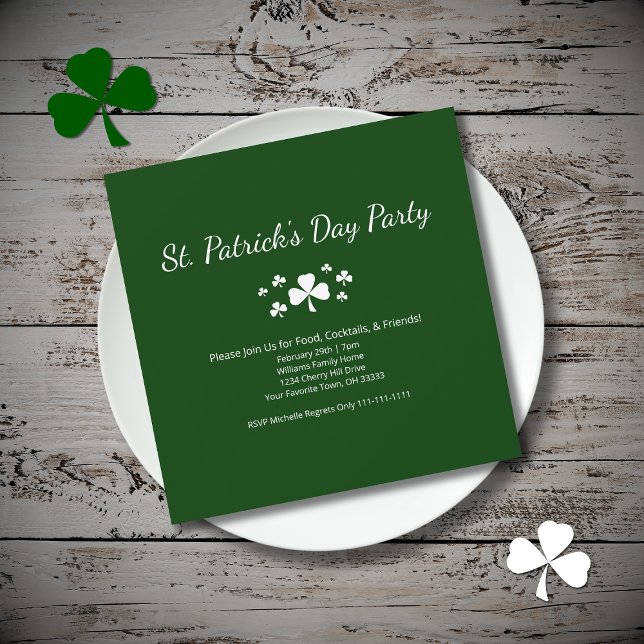 Convites Lucky ShamrocksSt. Patrick's Day Party Green (Criador carregado)