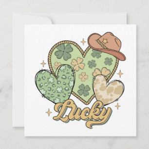 Convites Lucky Western Heart Shamrock irlandês