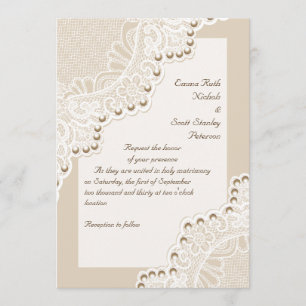 Convites Lugar branco elegante com casamento de pérolas