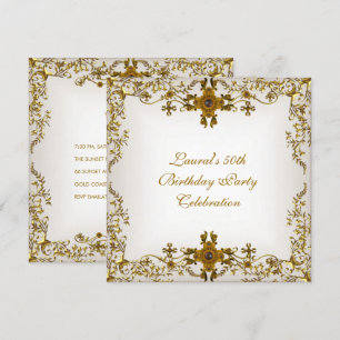 Convites Lugar Dourado do Grito Branco Elegante 50ª Festa d