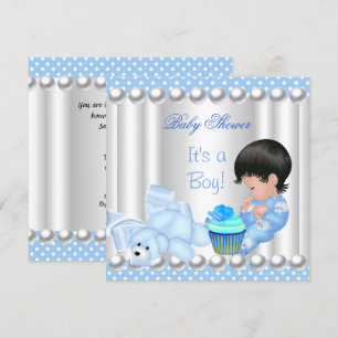 Convites Lugares de cupcake azul de chuveiro de bebê fofo m