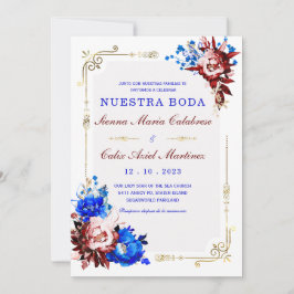 Convites Lujo De Boda en Burdeos y Azul