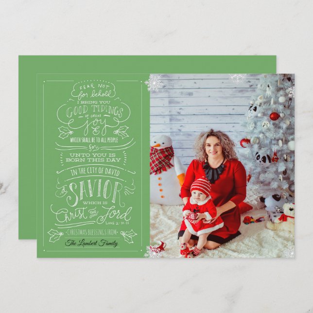 Convites Luke 2-10-11 Passage Christmas Greeting Card (Frente/Verso)
