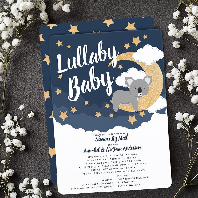 Convites Lullaby Baby Koala Moon Chá de fraldas Por Mail (Criador carregado)