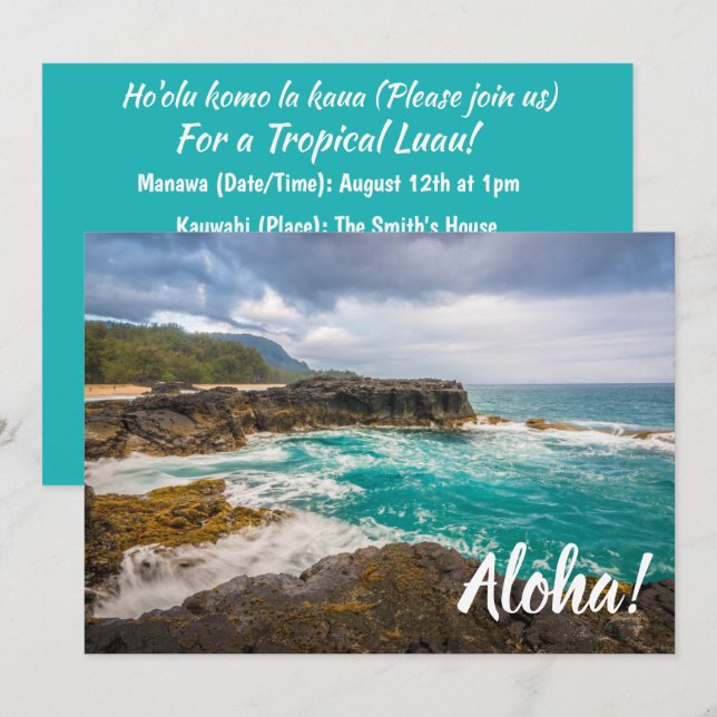 Convites Lumaha'i Beach, Kauai, Havaí (Frente/Verso)