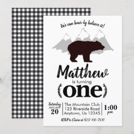 Convites Lumberjack Boy Bear Primeiro Aniversário