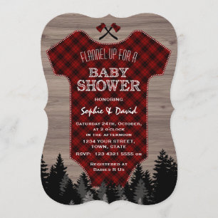 Convites Lumberjack Buffalo Baby Suit Old Barn Chá de frald