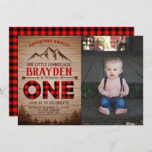 Convites Lumberjack Buffalo Xadrez Boys Foto do Primeiro An