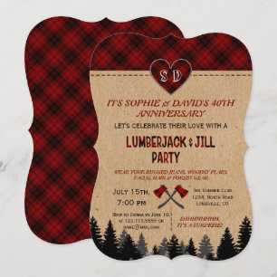 Convites LumberJack e Jill Bodas de Rubi 40º Aniversário