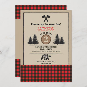 Convites Lumberjack Festa de aniversário Qualquer Idade Con