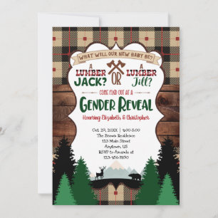 Convites Lumberjack Gênero Revelar Chá de fraldas